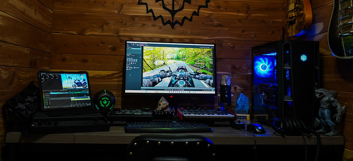 HazardSports video editing gear and workspace