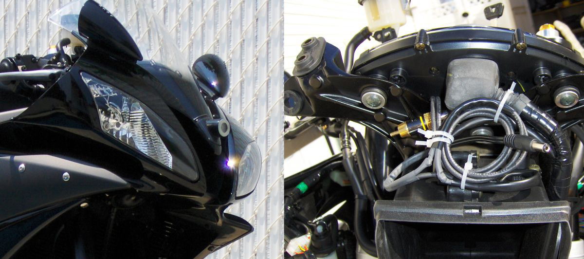 2006 Yamaha R6 Raven with custom Sony camera installed in the nose of the bike